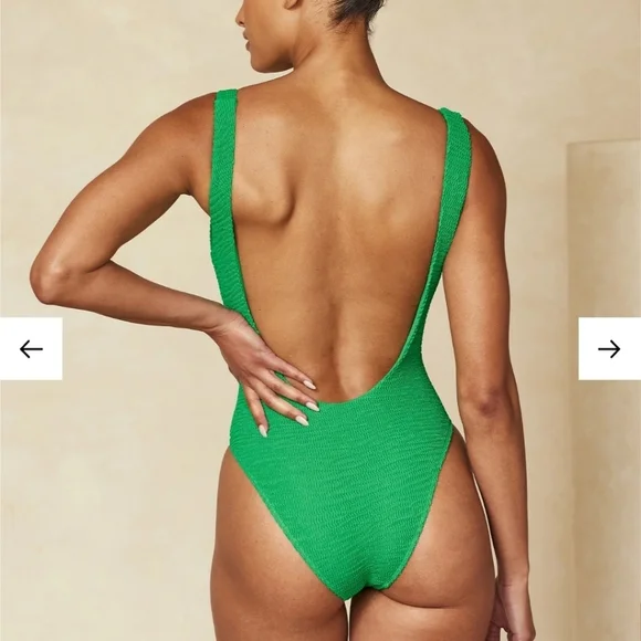 Monday Swimwear Santa Caterina One Piece Palm Green Crinkle medium NWT